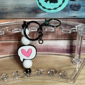 Heart Charm Keychain with Beads